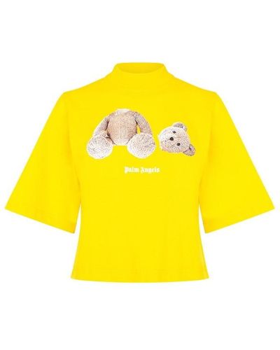 Palm Angels Bear Crop T Shirt - Yellow