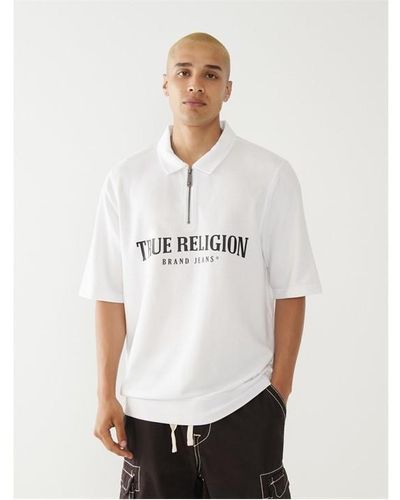 True Religion True Quarter Zip Polo Sn23 - White
