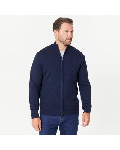 Studio Zip Through Navy Knitted Jumper - Blue