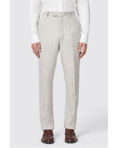 Twisted Tailor Clairmont Slim Fit Linen Suit Trouser - White