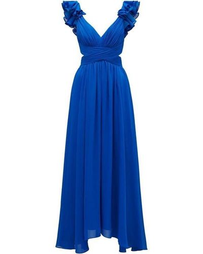 Forever New Selena Ruffle Shoulder Maxi Dress - Blue