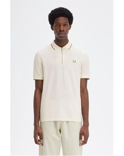 Fred Perry Fred Crepe Zip Polo Sn43 - White