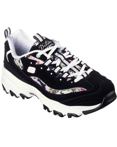 Skechers Floral Printed Mesh Layered Qtr Web Low-top Trainers - Blue