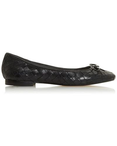 Dune Heyday Woven Leather Ballet Flats - Black