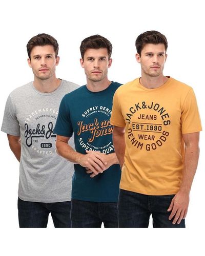 Jack & Jones Mikk 3 Pack T-shirts - Blue