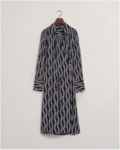 GANT Chain Print Wrap Dress - Blue