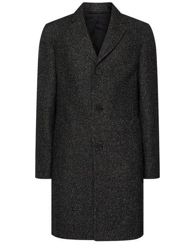 Calvin Klein Wool Blend Speckle Overcoat - Black