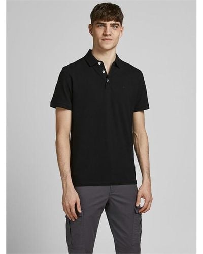 Jack & Jones Paulos Tipped Pique Short Sleeve Polo Shirt - Black