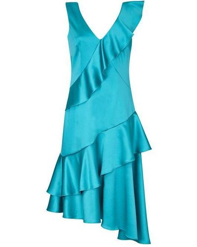 Ariella Ariella Jamila Satin Frill Dress - Blue