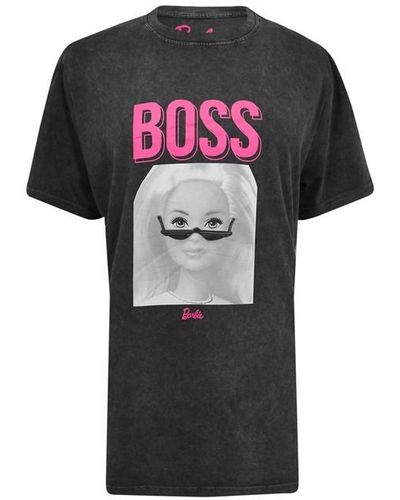 Character Barbie Boss Acid Wash T-shirt Charcoal - Black