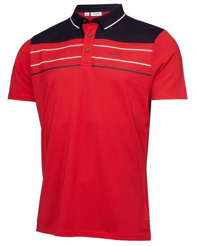 Calvin Klein Mens Eagle Golf Polo Shirt - Red - L