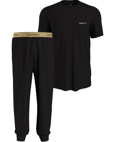 Calvin Klein Short Sleeve Lounge Jogger Set - Black