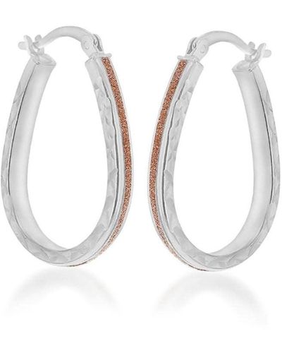 Be You Sterling Rose Stardust Oval Hoops - White