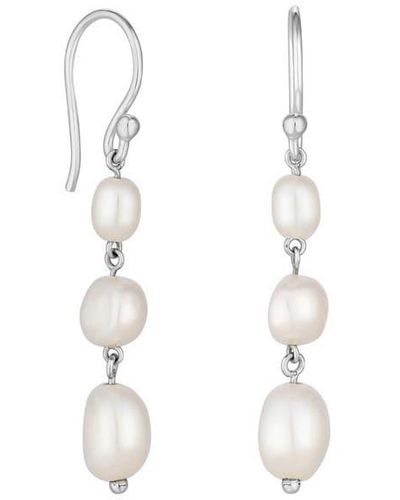 Simply Silver Simply Sterling 925 Freshwater Pearl Drop Earrings - White