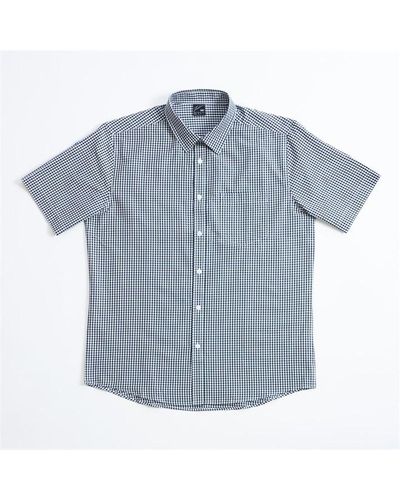 Fabric Short Sleeve Poplin Shirt - Blue