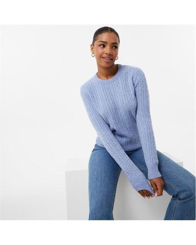 Jack Wills Tinsbury Merino Wool Blend Cable Knitted Jumper - Blue