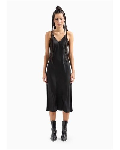 Armani Exchange Ax Slip Dress Ld42 - Black