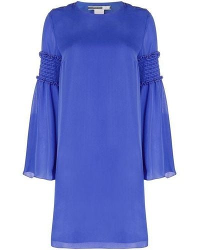 Sportmax Palermo Dress With Ruffle Detail Flared Sleeve - Blue