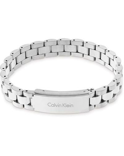 Calvin Klein Gents Stainless Steel Brushed And Polished 3 Row Bracelet - Metallic