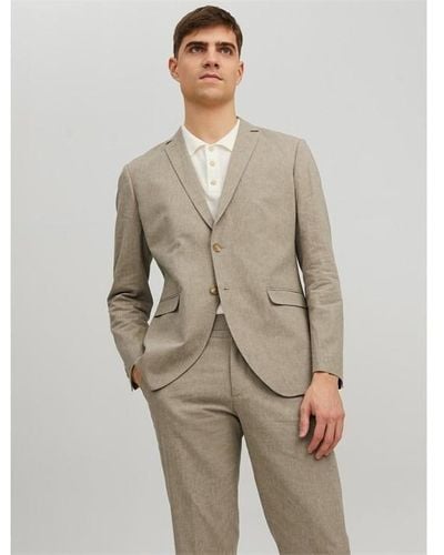 Jack & Jones Linen Slim Fit Blazer - Grey