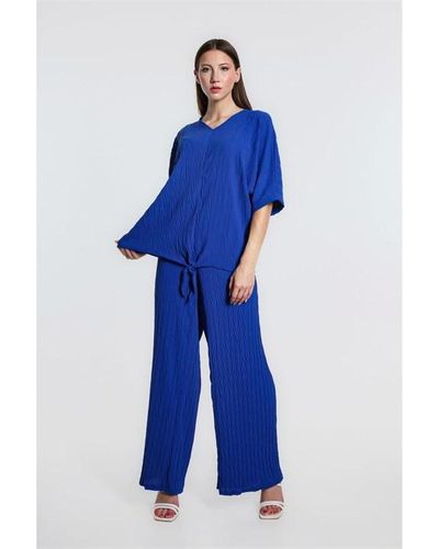 Be You Tie Front Top And Trouser Co-ord Set - Blue