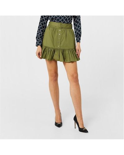 MICHAEL Michael Kors Belted Ruffle Mini Skirt - Green