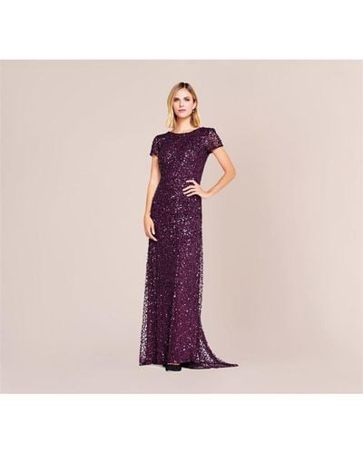 Adrianna Papell Scoop Back Long Dress - Purple
