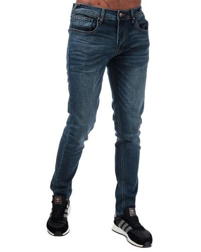 Duck and Cover Overbug Tapered Jeans - Blue