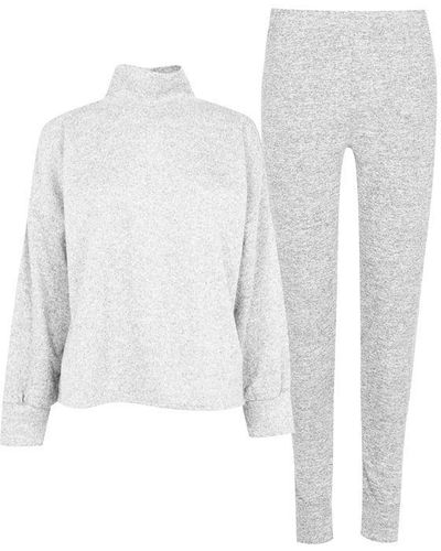 Linea Turtle Neck Loungewear Top And joggers Co Ord Set - White