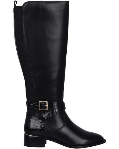 Biba Leather Croc Knee High Boot - Black
