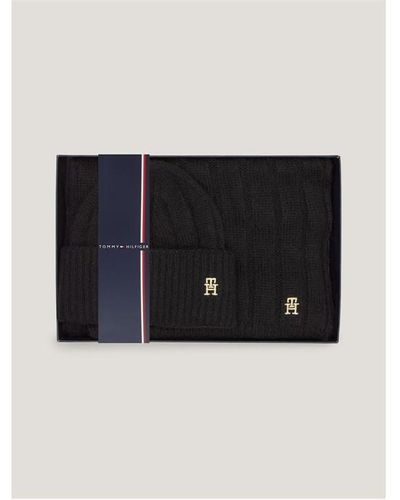 Tommy Hilfiger Timeless Beanie And Scarf - Black