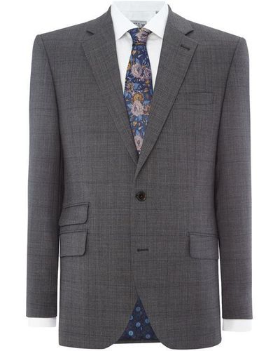 Turner and Sanderson Brettingham Check Suit Jacket - Grey
