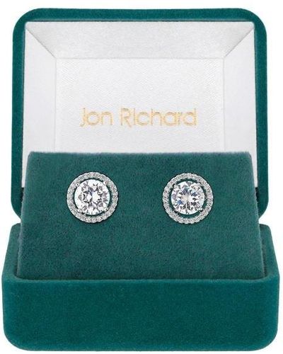 Jon Richard Plated Cz Halo Stud Earrings - Green