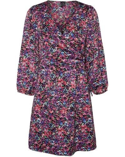 Vero Moda Floral Neva Wrap Dress - Purple