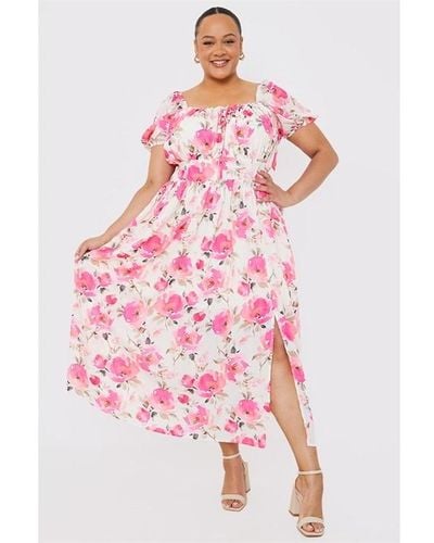 In The Style Curve Midi Dress - Pink