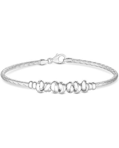 Simply Silver Simply Recycled Sterling 925 Knot Textured Bangle - Metallic