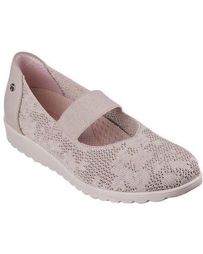 Skechers Arch Fit Floral Sparkle Knit Mary J Wedge Trainers - Grey