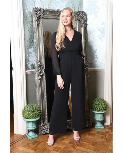 Yumi' Long Sleeve Jumpsuit With Pockets - Black