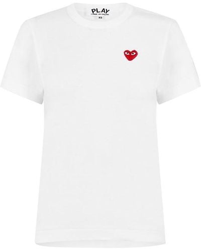 COMME DES GARÇONS PLAY Logo Heart T Shirt - White
