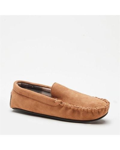 Be You Faux Suede Moccasin Slippers - Brown