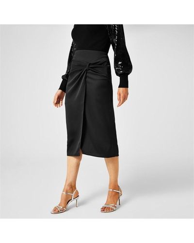 Biba Satin Twist Detail Skirt - Black