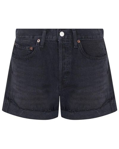 Agolde Parker Denim Cotton Shorts - Blue