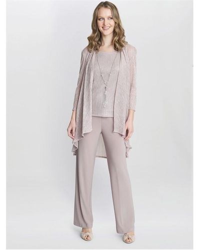 Gina Bacconi Natasha 3 Piece Metallic Trouser Suit - Pink