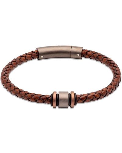 Unique And Co Unique & Co. Leather Bracelet & Metal Clasp - Brown