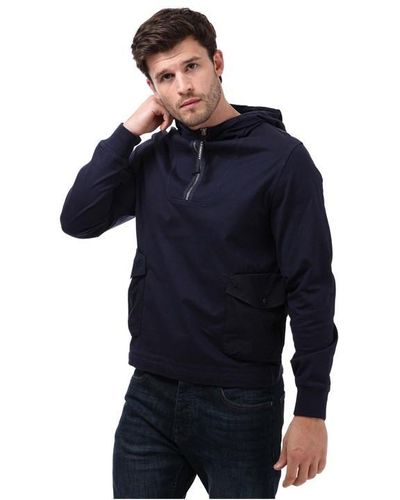 C.P. Company Quarter Zip Hooded Sweatshirt - Blue