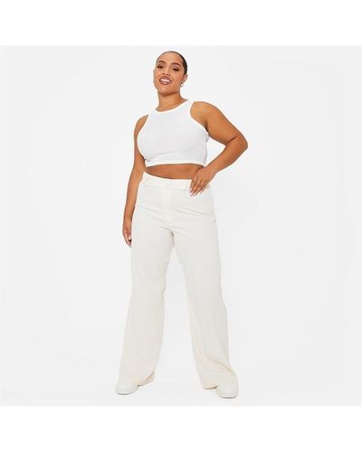 I Saw It First Pintuck Tailored Wide Leg Trousers - White