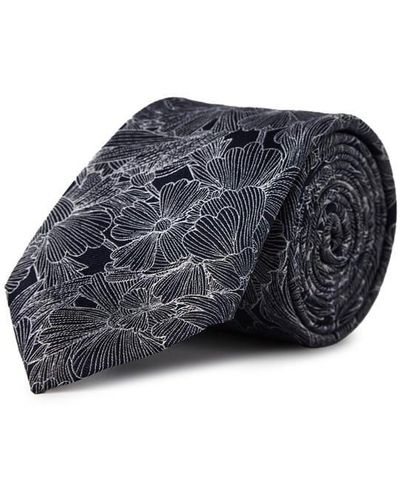 Haines and Bonner Silk Floral Tie - Blue