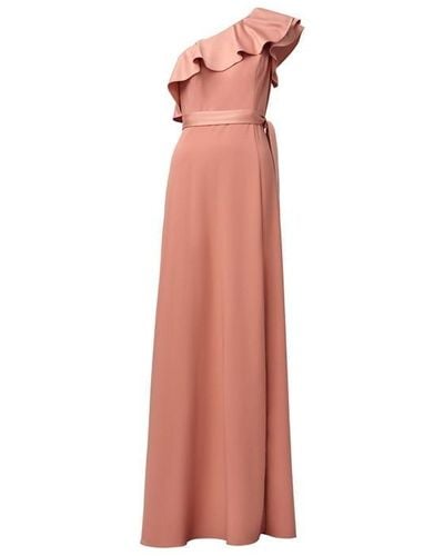 Adrianna Papell One Shoulder Satin Crepe Gown - Pink