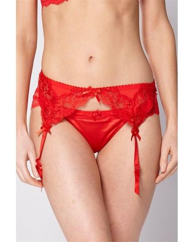 Studio Floral Lace Suspender Belt - Red