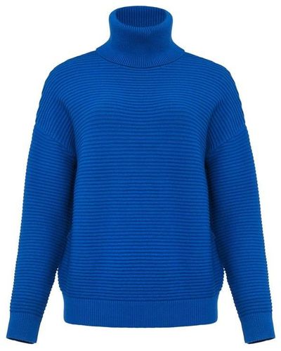 Phase Eight Rocco Roll Neck Ripple Jumper - Blue